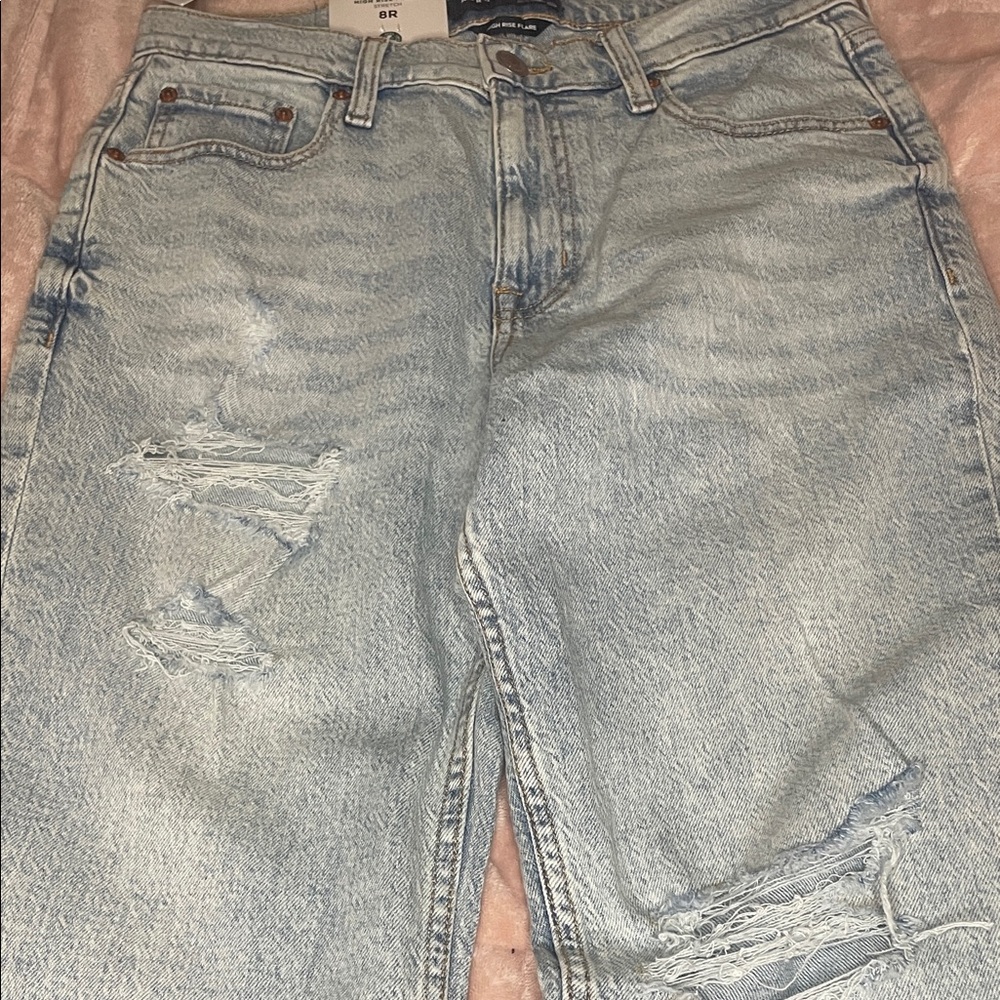Aeropostale Light Blue Distressed Flare Jeans - Picture 3 of 5
